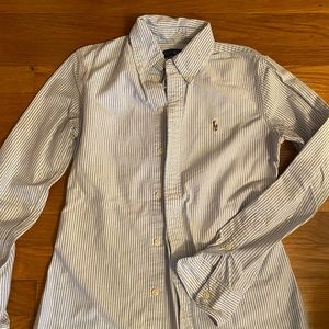 Ralph Lauren Blue and White Striped Button Down